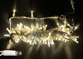 Гирлянда Нить, 10м., 100 LED, Теплый Белый, с мерцанием, прозрачный провод (пвх), с защитным колпачком. 07-3784