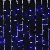 Гирлянда светодиодный занавес, 2х2м., 400 LED, синий, без мерцания, белый ПВХ провод с защитным колпачком. 07-3312