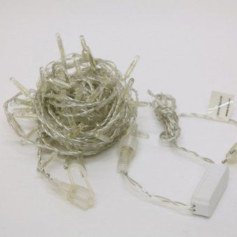 Гирлянда Нить, 10м., 100 LED, холодный белый, без мерцания, прозрачный ПВХ провод с защитным колпачком. 05-1974