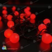 Гирлянда нить с насадками ШАРИКИ D40мм, 5м., 20 LED, красный, без мерцания, черный ПВХ провод. 06-3109