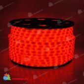 Светодиодный дюралайт LED матовый, 2-х проводной, красный, без мерцания, кратность резки 1 метр, диаметр 13 мм, 220В, 100 м. 06-3237