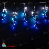 Гирлянда Бахрома, 1.75х0.45 м., 160 LED, белый, небесно-голубой, синий, с эффектом бегущий огонь, контроллер, прозрачный провод (силикон). 24В. 04-3398