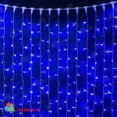 Гирлянда светодиодный занавес 2x3 м., 600 LED, синий, без мерцания, прозрачный ПВХ провод 220В. 04-3298
