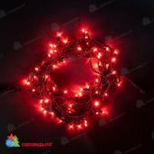 Гирлянда Нить 10 м., 75 LED, красный, без мерцания, черный резиновый провод (Каучук), 220В. 04-3481