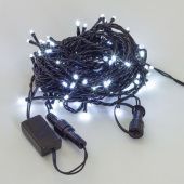 Гирлянда Нить, 10м., 100 LED, теплый белый, с мерцанием, черный ПВХ провод (Без колпачка). 05-600
