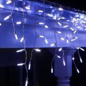Гирлянда Бахрома, 5х0.5м., 250 LED, холодный белый, с мерцанием последний в нитке: синий, прозрачный ПВХ провод (Без колпачка). 05-1958
