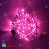 Гирлянда Нить, 10м., 100 LED, Розовый, без мерцания, прозрачный провод (пвх). 07-3821