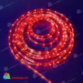 Светодиодный дюралайт LED, 3-х проводной, красный, 8 режимов, кратность резки 2 метра, диаметр 13 мм, 220В, 100 м. 07-4004