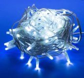 Гирлянда Нить 10 м., 120 LED, холодный белый, с мерцанием, белый резиновый провод (Каучук), с защитным колпачком. 10-3741.