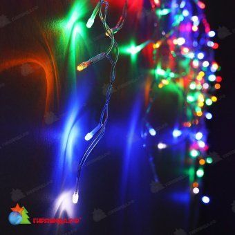 Гирлянда Бахрома, 3,1х0.5 м., 150 LED, мульти, с мерцанием, прозрачный ПВХ провод (Без колпачка), 220В. 04-3235